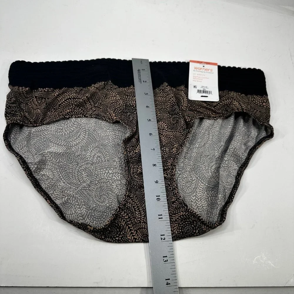 Warner's Women's Size 3XL 10 Panty Brief Hipster Lace Waistband Floral Brown New